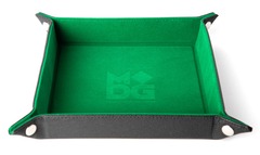 Fold Up Velvet Dice Tray - Leather Green